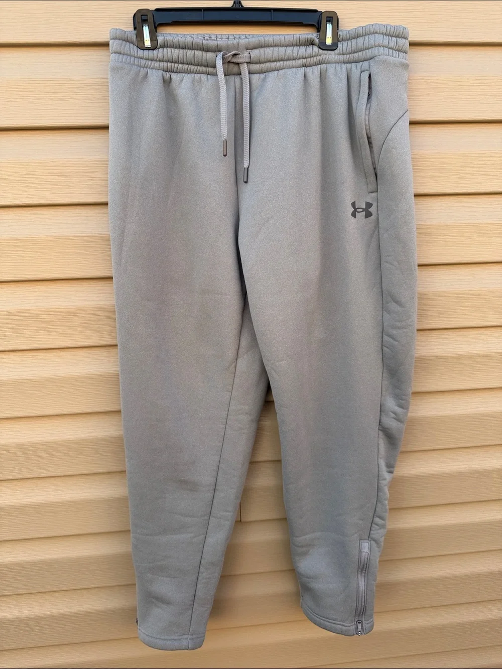 Under Armour Light Gray Fleece Joggers with Zip Ankle